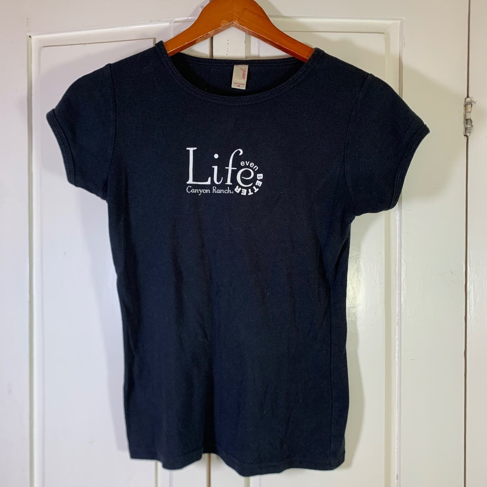 Canyon Ranch Life Even Better Graphic Tee Spa Black Cotton Anvil Womens Medium